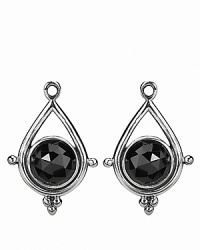 Sterling silver teardrop charms house faceted melanite medallions that dangle beautifully from PANDORA french wire and hoop earrings. Sterling silver teardrop charms house faceted melanite medallions that dangle beautifully from PANDORA french wire and hoop earrings.