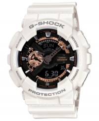 A shock to the system: this G-Shock analog-digital watch pairs functionality with fresh fashion. A shock to the system: this G-Shock analog-digital watch pairs functionality with fresh fashion.