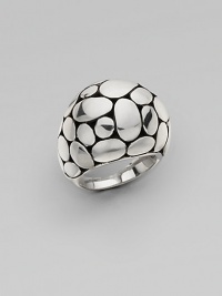 From the Kali Collection. A dramatic dome of sterling silver with an intriguing stepping-stone texture. Sterling silver Width, about ¾ Made in Bali From the Kali Collection. A dramatic dome of sterling silver with an intriguing stepping-stone texture. Sterling silver Width, about ¾ Made in Bali