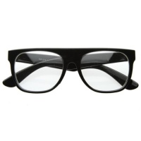 Retro Eyewear Super Flat Top Wayfarers Style Clear Lens Glasses Retro Eyewear Super Flat Top Wayfarers Style Clear Lens Glasses