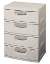 Sterilite 01748501 4-Drawer Unit with Putty Handles, Light Platinum