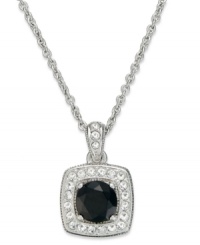 Simply elegant. This pendant necklace from Eliot Danori is crafted from rhodium-plated brass. The black stone at the center of the pendant is surrounded by sparkling cubic zirconias. (1 ct. t.w.). Approximate length: 16 inches + 2-inch extender. Approximate drop: 1/2 inch. Simply elegant. This pendant necklace from Eliot Danori is crafted from rhodium-plated brass. The black stone at the center of the pendant is surrounded by sparkling cubic zirconias. (1 ct. t.w.). Approximate length: 16 inches + 2-inch extender. Approximate drop: 1/2 inch.