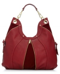 A slouchy silhouette gets some edgy attitude with this hobo design from Olivia+ Joy. With eye-catching zipper accents and golden stud detailing, it's the perfect work-to-weekend bag for every season. A slouchy silhouette gets some edgy attitude with this hobo design from Olivia+ Joy. With eye-catching zipper accents and golden stud detailing, it's the perfect work-to-weekend bag for every season.