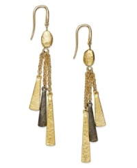 Three times the style. These chic, two-tone earrings by Alfani complete your look with gold and hematite-tone mixed metal bars. Approximate drop: 2-3/4 inches. Three times the style. These chic, two-tone earrings by Alfani complete your look with gold and hematite-tone mixed metal bars. Approximate drop: 2-3/4 inches.