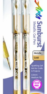Pentel Arts Sunburst Metallic Gel Pen, Medium Line, Permanent, Gold Ink, 2 Pack (K908BP2X) Pentel Arts Sunburst Metallic Gel Pen, Medium Line, Permanent, Gold Ink, 2 Pack (K908BP2X)