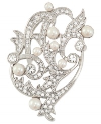 Climb the social ladder with this stylish vine pin from Carolee. Crafted from silver-tone mixed metal, glass pearls and accents add a lustrous touch. Approximate length: 2 inches. Climb the social ladder with this stylish vine pin from Carolee. Crafted from silver-tone mixed metal, glass pearls and accents add a lustrous touch. Approximate length: 2 inches.