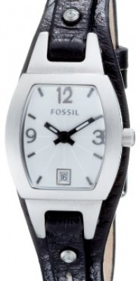 Fossil Women's JR9759 Skinny Black Leather Strap White Analog Dial Watch Fossil Women's JR9759 Skinny Black Leather Strap White Analog Dial Watch