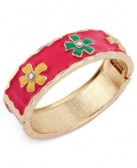 Betsey Johnson Gold-Tone Glitter Flower Bangle Bracelet Betsey Johnson Gold-Tone Glitter Flower Bangle Bracelet