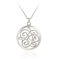 Sterling Silver Open Swirl Circle Pendant Necklace , 18 Sterling Silver Open Swirl Circle Pendant Necklace , 18