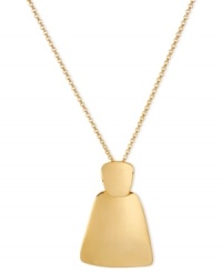 The shape of things to come. Robert Lee Morris gives a geometry lesson with its pendant necklace. Crafted from gold-tone mixed metal, the pendant is distinctly doubled. Approximate length: 16 inches + 3-inch extender. Approximate drop: 2 inches. The shape of things to come. Robert Lee Morris gives a geometry lesson with its pendant necklace. Crafted from gold-tone mixed metal, the pendant is distinctly doubled. Approximate length: 16 inches + 3-inch extender. Approximate drop: 2 inches.