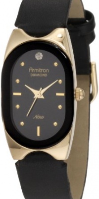 Armitron Women's 752942BLK NOW Diamond Accented Gold-Tone Black Leather Dress Watch Armitron Women's 752942BLK NOW Diamond Accented Gold-Tone Black Leather Dress Watch