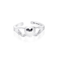 Sterling Silver Toe Ring Claddagh Heart, One Size Fits All Sterling Silver Toe Ring Claddagh Heart, One Size Fits All