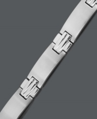 Refine your style with this stately design. Men's bracelet features a stainless steel setting highlighting a cross link design. Approximate length: 8-1/2 inches. Refine your style with this stately design. Men's bracelet features a stainless steel setting highlighting a cross link design. Approximate length: 8-1/2 inches.