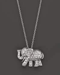 From the Tiny Treasures collection, a diamond elephant necklace; with signature ruby accent. Designed by Roberto Coin. From the Tiny Treasures collection, a diamond elephant necklace; with signature ruby accent. Designed by Roberto Coin.