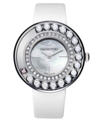 Sparkling crystals float whimsically around the face of this Lovely Crystals watch from Swarovski. Sparkling crystals float whimsically around the face of this Lovely Crystals watch from Swarovski.