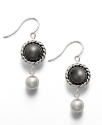 Versatile style and timeless elegance combine. These shining drop earrings by Alfani feature silver tone and hematite tone mixed metal with an intricate beaded design. Approximate drop: 1-1/4 inches. Versatile style and timeless elegance combine. These shining drop earrings by Alfani feature silver tone and hematite tone mixed metal with an intricate beaded design. Approximate drop: 1-1/4 inches.