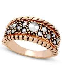 Add some glitter and glam to your look. Genevieve & Grace's pretty beaded and rope edge ring features sparkling marcasite in 18k rose gold over sterling silver. Size 7 and 8. Add some glitter and glam to your look. Genevieve & Grace's pretty beaded and rope edge ring features sparkling marcasite in 18k rose gold over sterling silver. Size 7 and 8.