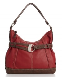 Buckle up and get on board this season with Tignanelllo's soft cinch hobo bag featuring contrast colors and silhouette-enhancing stitching. Buckle up and get on board this season with Tignanelllo's soft cinch hobo bag featuring contrast colors and silhouette-enhancing stitching.