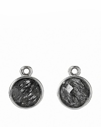 Add artistic edge to your PANDORA collection with these rutilite medallion charms in sterling silver. These dark and dramatic pieces perfectly complement french wire and hoop earrings. Add artistic edge to your PANDORA collection with these rutilite medallion charms in sterling silver. These dark and dramatic pieces perfectly complement french wire and hoop earrings.