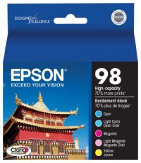 Epson Claria T098920 Hi-Definition 98 Extra High-capacity Inkjet Cartridge Color Multipack-Cyan/Light Cyan/Magenta/Light Magenta/Yellow Epson Claria T098920 Hi-Definition 98 Extra High-capacity Inkjet Cartridge Color Multipack-Cyan/Light Cyan/Magenta/Light Magenta/Yellow