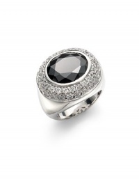 THE LOOKFaceted black cubic zirconia accentCubic zirconia detailsSterling silver rhodium-plated settingTHE MEASUREMENTLength, about ¾ORIGINImported THE LOOKFaceted black cubic zirconia accentCubic zirconia detailsSterling silver rhodium-plated settingTHE MEASUREMENTLength, about ¾ORIGINImported