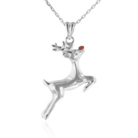 Rudolph Reindeer Ruby & Sterling Silver Pendant/Necklace with 18 Chain Rudolph Reindeer Ruby & Sterling Silver Pendant/Necklace with 18 Chain