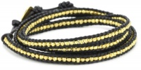 Chan Luu Yellow Gold Vermeil Bead Black Leather Wrap Bracelet Chan Luu Yellow Gold Vermeil Bead Black Leather Wrap Bracelet