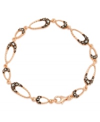 Add some glitter and glam to your look. Genevieve & Grace's pretty hammered link bracelet features sparkling marcasite in 18k rose gold over sterling silver. Approximate length: 7-1/2 inches. Add some glitter and glam to your look. Genevieve & Grace's pretty hammered link bracelet features sparkling marcasite in 18k rose gold over sterling silver. Approximate length: 7-1/2 inches.