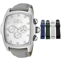 Invicta Men's 11730 Lupah Collection Silver Textured Dial Interchangeable Leather Strap Watch Set Invicta Men's 11730 Lupah Collection Silver Textured Dial Interchangeable Leather Strap Watch Set