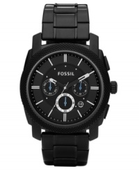 In basic black, this Fossil Machine collection chronograph is the perfect sleek sports watch for every occasion. In basic black, this Fossil Machine collection chronograph is the perfect sleek sports watch for every occasion.