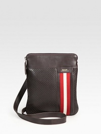 City-smart style in a streamlined design, constructed in perforated leather with signature trainspotting web detail.Zip closureAdjustable shoulder strapFully linedLeather8 x 11Made in Switzerland City-smart style in a streamlined design, constructed in perforated leather with signature trainspotting web detail.Zip closureAdjustable shoulder strapFully linedLeather8 x 11Made in Switzerland