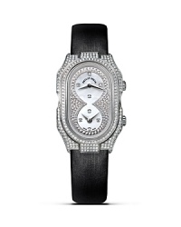 This classic cocktail watch from Philip Stein boasts a diamond pavé case and dual time zone functionality. This classic cocktail watch from Philip Stein boasts a diamond pavé case and dual time zone functionality.