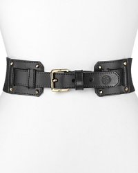 In rich leather and detailed with an edgy look, this stretch belt from Tory Burch is an effortless way to amp up jeans or turn a simple sheath into something shapely. In rich leather and detailed with an edgy look, this stretch belt from Tory Burch is an effortless way to amp up jeans or turn a simple sheath into something shapely.