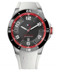 Rock the weekend in pure style with this fresh sport watch from Tommy Hilfiger. Rock the weekend in pure style with this fresh sport watch from Tommy Hilfiger.