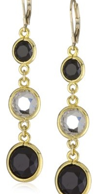 Anne Klein Beacon Gold-Tone Black and Crystal Triple Drop Earrings Anne Klein Beacon Gold-Tone Black and Crystal Triple Drop Earrings