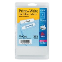 Avery File Folder Labels, Laser and Inkjet Printers, 1/3 Cut, White, Pack of 252 (05202) Avery File Folder Labels, Laser and Inkjet Printers, 1/3 Cut, White, Pack of 252 (05202)