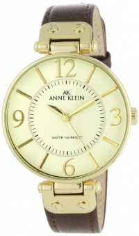 Anne Klein Women's 109168IVBN Gold-Tone Round Brown Leather Strap Watch Anne Klein Women's 109168IVBN Gold-Tone Round Brown Leather Strap Watch