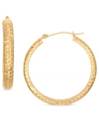 A shining statement. These hoop earrings from YellOra™ display an elegant touch through a combination of pure gold, sterling silver and palladium. Approximate diameter: 1-1/8 inches.