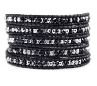 Chan Luu Black Silver Agate Wrap Bracelet on Natural Black Leather Chan Luu Black Silver Agate Wrap Bracelet on Natural Black Leather
