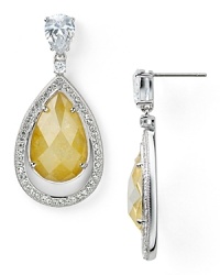 Steal the spotlight with this pair of canary-yellow drop earrings from Lora Paolo, accented by cubic zirconia and ceramic stations. Steal the spotlight with this pair of canary-yellow drop earrings from Lora Paolo, accented by cubic zirconia and ceramic stations.