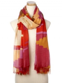 Theodora & Callum Womens Fuchsia Multi Serape Gypsy Allover Fringe Scarf - Fuchsia - One Size Theodora & Callum Womens Fuchsia Multi Serape Gypsy Allover Fringe Scarf - Fuchsia - One Size