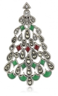 Judith Jack Winter Sparkle Sterling Silver, Marcasite and Enamel Giftable Christmas Tree Brooch Judith Jack Winter Sparkle Sterling Silver, Marcasite and Enamel Giftable Christmas Tree Brooch