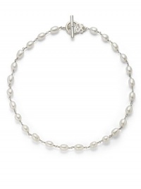 THE LOOKPearls collection8mm white oval pearlsHand-wired single strand silhouetteSterling silver setting Toggle closure THE MEASUREMENTLength, about 18ORIGINMade in USA THE LOOKPearls collection8mm white oval pearlsHand-wired single strand silhouetteSterling silver setting Toggle closure THE MEASUREMENTLength, about 18ORIGINMade in USA