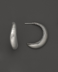 Bold, intricately detailed sterling silver hoop earrings from the John Hardy Palu Collection. Bold, intricately detailed sterling silver hoop earrings from the John Hardy Palu Collection.