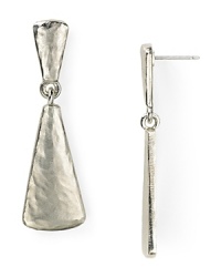 Clean strokes are cast in hammered rhodium tone plate on this pair of Kenneth Jay Lane earrings, which flaunt go-with-everything elegance. Clean strokes are cast in hammered rhodium tone plate on this pair of Kenneth Jay Lane earrings, which flaunt go-with-everything elegance.
