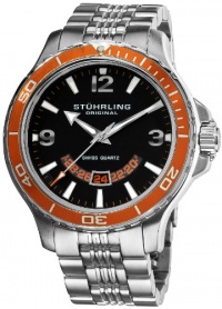Stuhrling Original Men's 270B.331117 Pioneer Swiss Quartz Date Orange Bezel Watch Stuhrling Original Men's 270B.331117 Pioneer Swiss Quartz Date Orange Bezel Watch