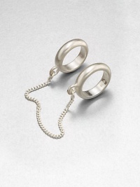 Stay connected with this unique design that features a link chain between the two rings. BrassWidth, about .25Made in Italy Stay connected with this unique design that features a link chain between the two rings. BrassWidth, about .25Made in Italy