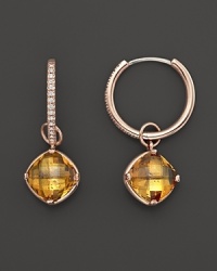Lisa Nik 18K Rose Gold Diamond Hoop Earrings with Citrine Detachable Drops, 0.16 ct. t.w. Lisa Nik 18K Rose Gold Diamond Hoop Earrings with Citrine Detachable Drops, 0.16 ct. t.w.