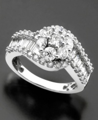 Brighten your day with this lovely ring featuring exquisite diamonds (2 ct. t.w.) in round and baguette cuts set in 14k white gold. Brighten your day with this lovely ring featuring exquisite diamonds (2 ct. t.w.) in round and baguette cuts set in 14k white gold.