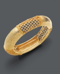 Golden glamour. This Charter Club bracelet slips over the wrist for effortless style. Crafted in gold tone mixed metal with sparkling glass accents. Approximate diameter: 2-1/2 inches. Golden glamour. This Charter Club bracelet slips over the wrist for effortless style. Crafted in gold tone mixed metal with sparkling glass accents. Approximate diameter: 2-1/2 inches.